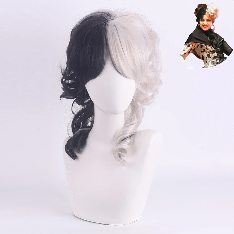 White And Black 35cm Cruella De Vil Cosplay Wig Version 10 3 White And Black 35cm Cruella De Vil Cosplay Wig Version 10