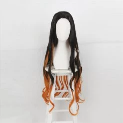 Black And Orange 95cm Demon Slayer: Kimetsu No Yaiba Nezuko Kamado Cosplay Wig