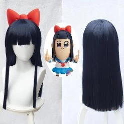 60cm Black Pop Team Epic Poptepipic Pipimi Cosplay Wig