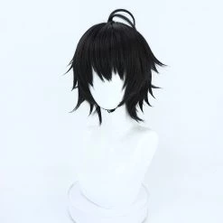 Black 35cm Virtual YouTuber Ren Zotto Cosplay Wig