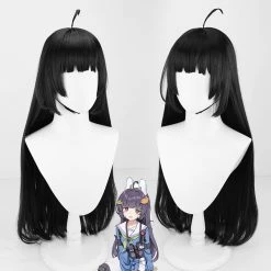 Black 80cm Blue Archive Kasumizawa Miyu Cosplay Wig