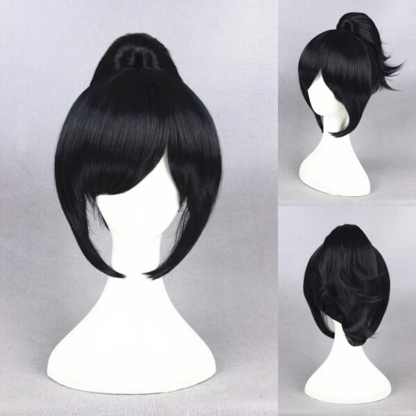 Black Blue 32cm Touken Ranbu Yamatonokami Yasusada Cosplay Wig 3 Black Blue 32cm Touken Ranbu Yamatonokami Yasusada Cosplay Wig