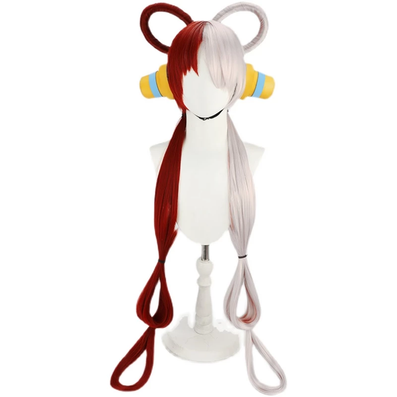 100cm One Piece Film: Red Uta Cosplay Wig With Headwear 3 100cm One Piece Film: Red Uta Cosplay Wig With Headwear