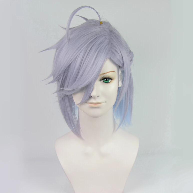 Blue 30cm Bakumatsu Rock Soji Okita Cosplay Wig 3 Blue 30cm Bakumatsu Rock Soji Okita Cosplay Wig