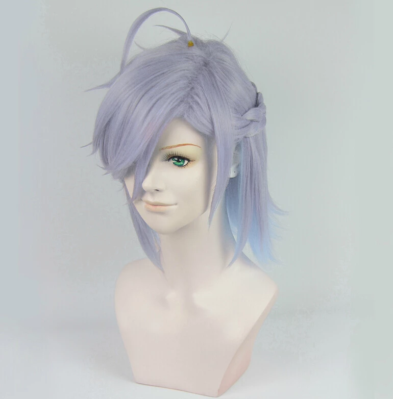 Blue 30cm Bakumatsu Rock Soji Okita Cosplay Wig 4 Blue 30cm Bakumatsu Rock Soji Okita Cosplay Wig - Image 2