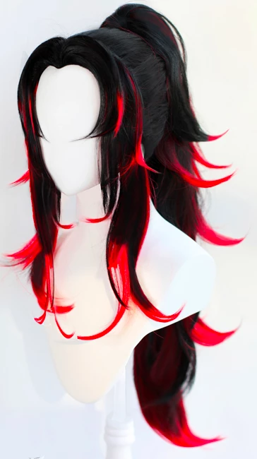 Black And Red 85cm Demon Slayer: Kimetsu No Yaiba Kokushibo Cosplay Wig 5 Black And Red 85cm Demon Slayer: Kimetsu No Yaiba Kokushibo Cosplay Wig - Image 3