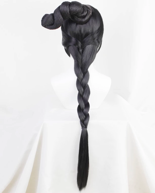Black 90cm Identity V Geisha Michiko Manchurian Crane Cosplay Wig 6 Black 90cm Identity V Geisha Michiko Manchurian Crane Cosplay Wig - Image 4