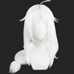 White 80cm Helltaker Cerberus Cosplay Wig