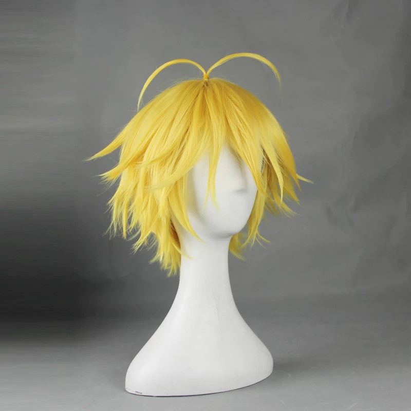 Yellow 30cm The Seven Deadly Sins Meliodas Wrath Cosplay Wig 4 Yellow 30cm The Seven Deadly Sins Meliodas Wrath Cosplay Wig - Image 2