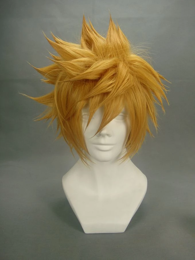 30cm Golden Flax Mixed Final Fantasy Cloud Strife Nylon Cosplay Wig 4 30cm Golden Flax Mixed Final Fantasy Cloud Strife Nylon Cosplay Wig - Image 2