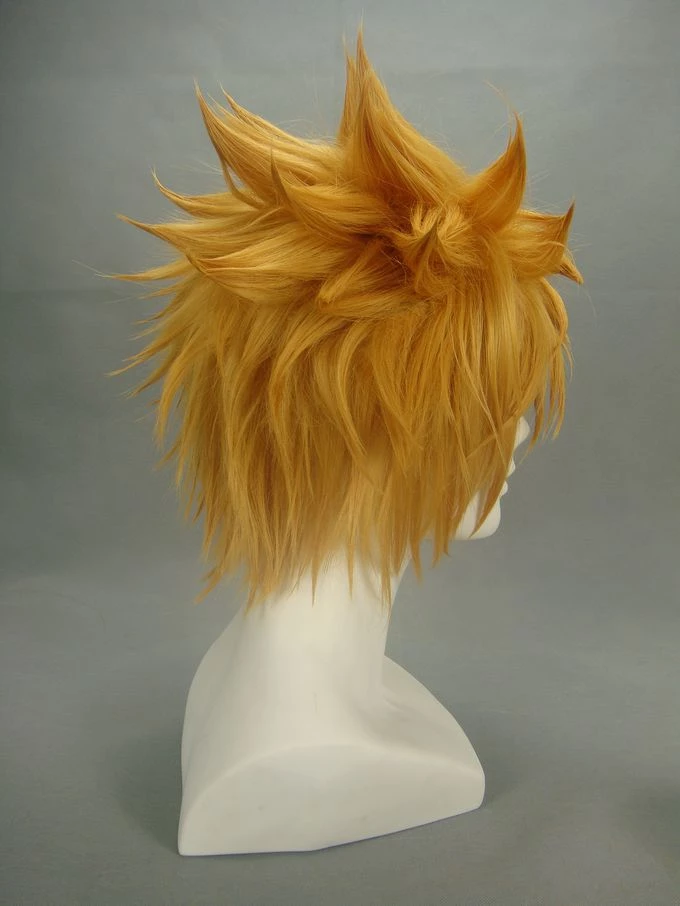 30cm Golden Flax Mixed Final Fantasy Cloud Strife Nylon Cosplay Wig 6 30cm Golden Flax Mixed Final Fantasy Cloud Strife Nylon Cosplay Wig - Image 4