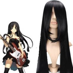 Black 100cm K-ON! Akiyama Mio Nylon Cosplay Wig