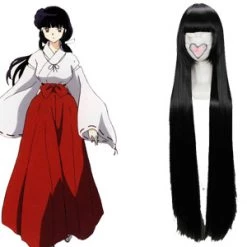 Black 110cm InuYasha Kikyo Cosplay Wig