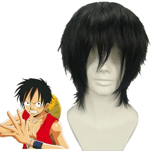 Black 32cm One Piece Monkey D. Luffy Nylon Cosplay Wig