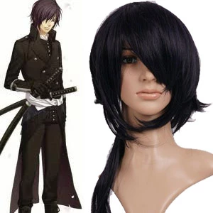 60cm Black Purple Hakuouki Saitou Hajime Cosplay Wig 3 60cm Black Purple Hakuouki Saitou Hajime Cosplay Wig