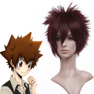 Brown 30cm Katekyo Hitman Reborn! Sawada Tsunayoshi Nylon Cosplay Wig