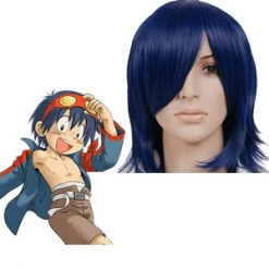 Deep Blue 35cm Gurren Lagann Simon Nylon Cosplay Wig