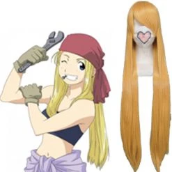 Golden 100cm Fullmetal Alchemist Winry Rockbell Cosplay Wig