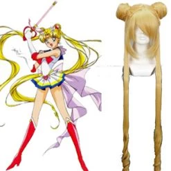 Golden 90cm Sailor Moon Serena Tsukino Cosplay Wig