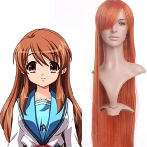Orange 80cm Haruhi Suzumiya Asahina Mikuru Cosplay Wig 3 Orange 80cm Haruhi Suzumiya Asahina Mikuru Cosplay Wig
