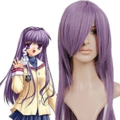 Purple 65cm Clannad Kyou Fujibayashi Nylon Cosplay Wig