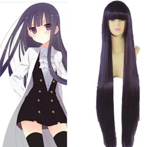 Purple Black 100cm Inu X Boku SS Ririchiyo Shirakiin Cosplay Wig