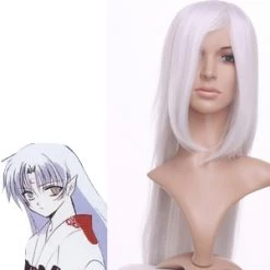 White 100cm InuYasha Sesshomaru Cosplay Wig